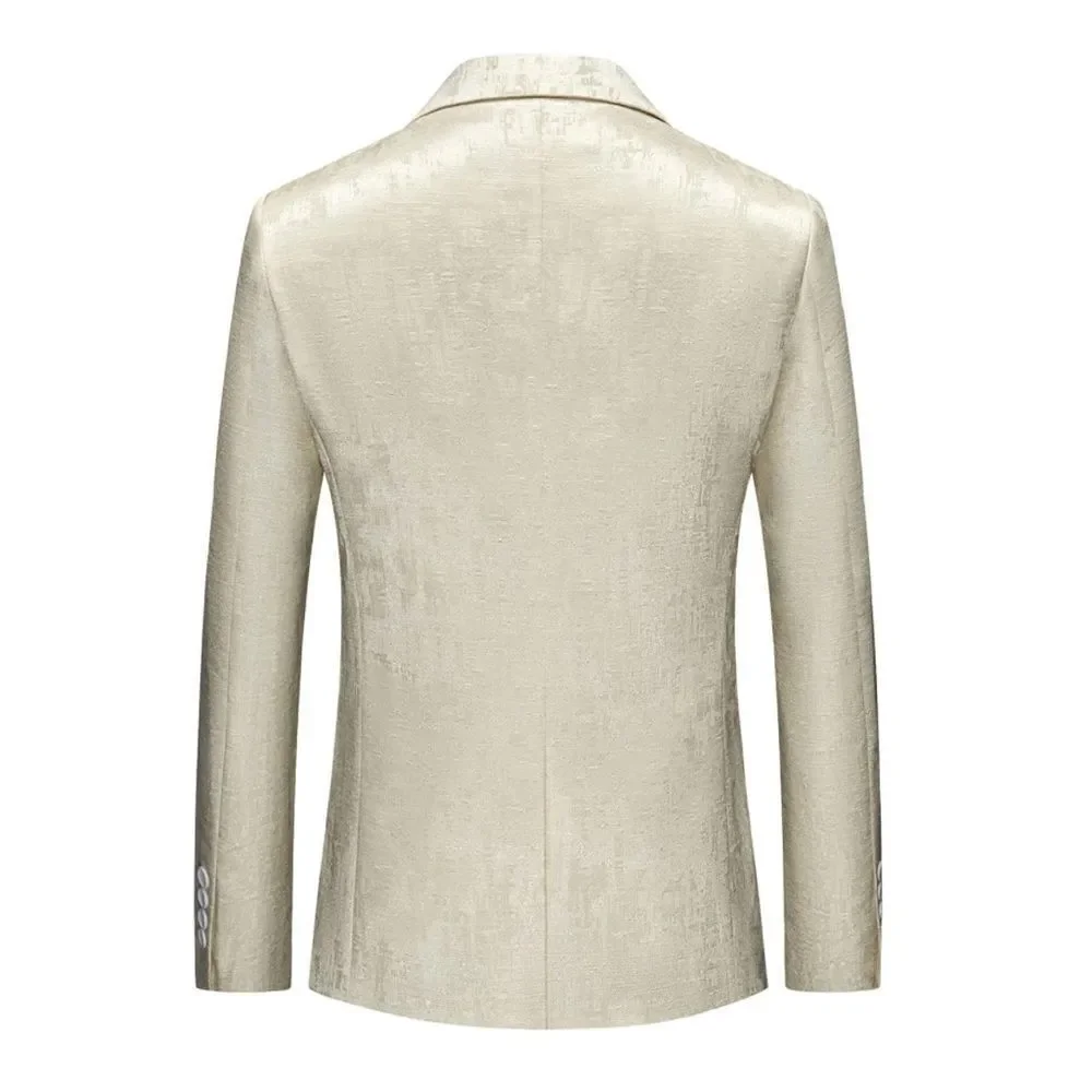 Men’s Slim Fit Beige Dress Suit Jacket Blazer Formal Notched Lapels Size 36 NWT